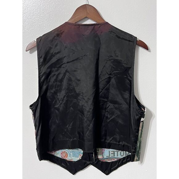 VTG 90s Tapestry Vest Unisex Large Route 66 Hot Rods Hollywood Travel USA - Picture 10 of 14